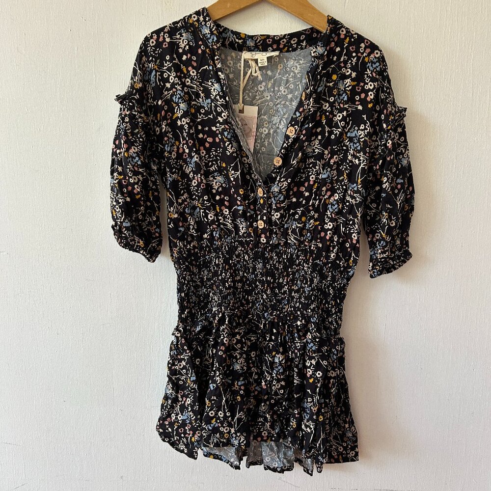 Jessica Simpson Girls Dress Small 7 Kids Blue‎ Floral NWT Dropped Waist Y2K